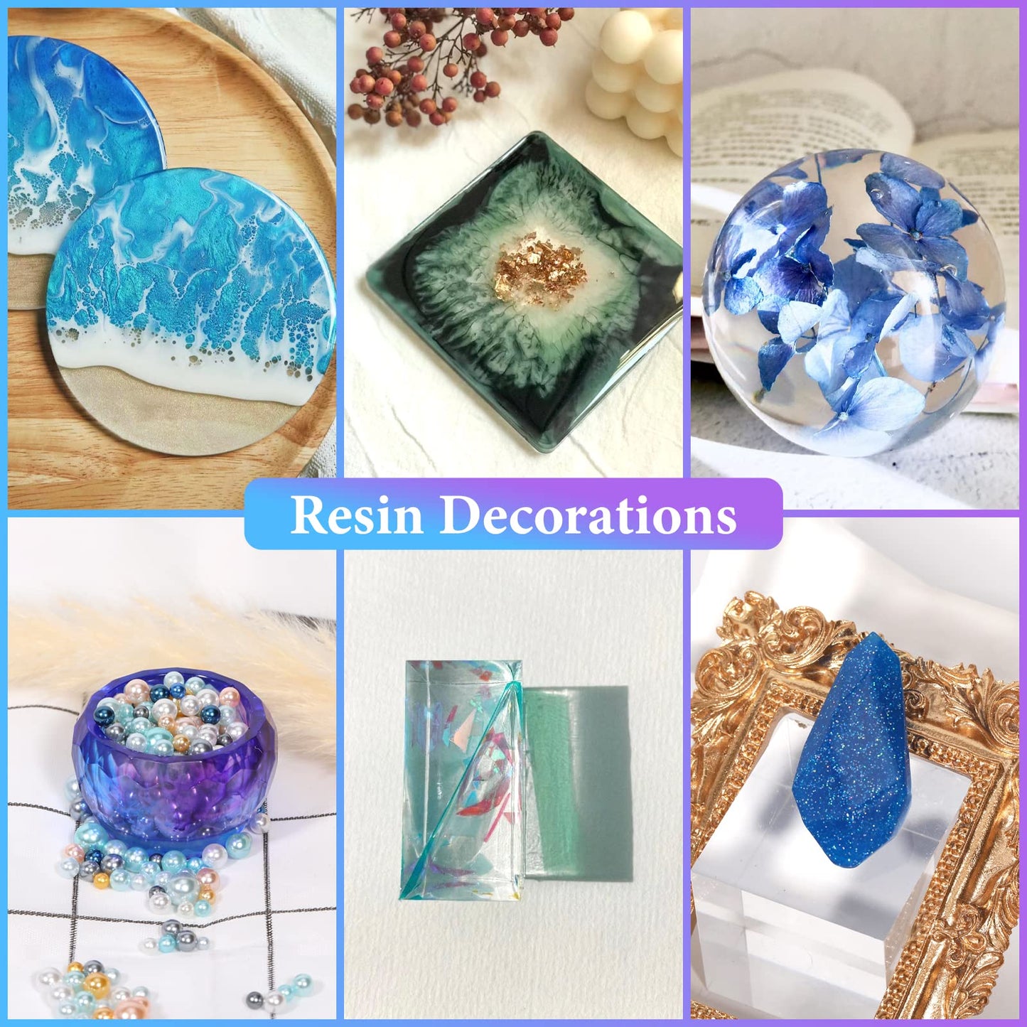 KISREL Resin Molds Kit 12PCS, Epoxy Resin Silicone Molds, Resin Mold Including Cube, Pen Container, Pyramid, Tray, Love, Round, Square, Ball, Flowerpot, Cuboid, Crystal