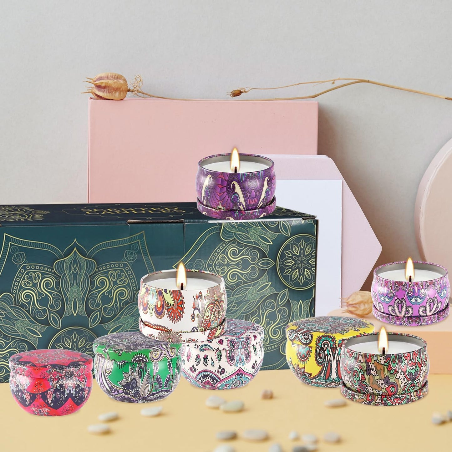 24 Scented Candles Set - Natural Soy Wax and Fragrance - 2.5 Oz Jar Candle Gifts Set for Home Decor Bath Relaxing