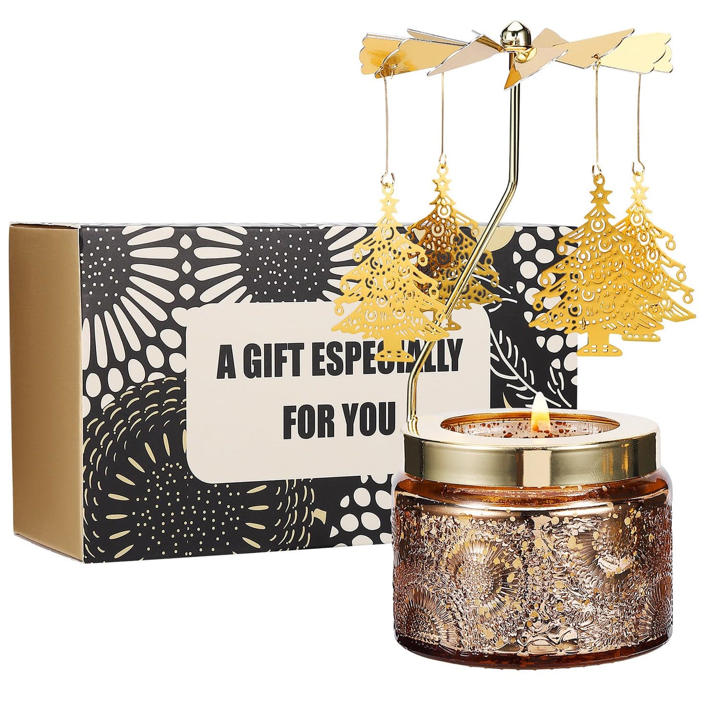 Christmas Gifts for Women, Candle Gifts for Mom Daughter Sister Wife, Unique Gift for Friend Women Rotatable Scented Candles Gift for Anniversary (Christmas Tree)