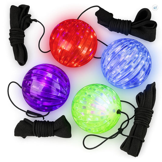 ArtCreativity Light Up Orbit Wrist Balls, Set of 4, Light up Balls with Flashing Lights and Elastic String, Orbit Ball Toy Glow in the Dark, Glow Toys Easter Party Favors for Kids Ages 3+