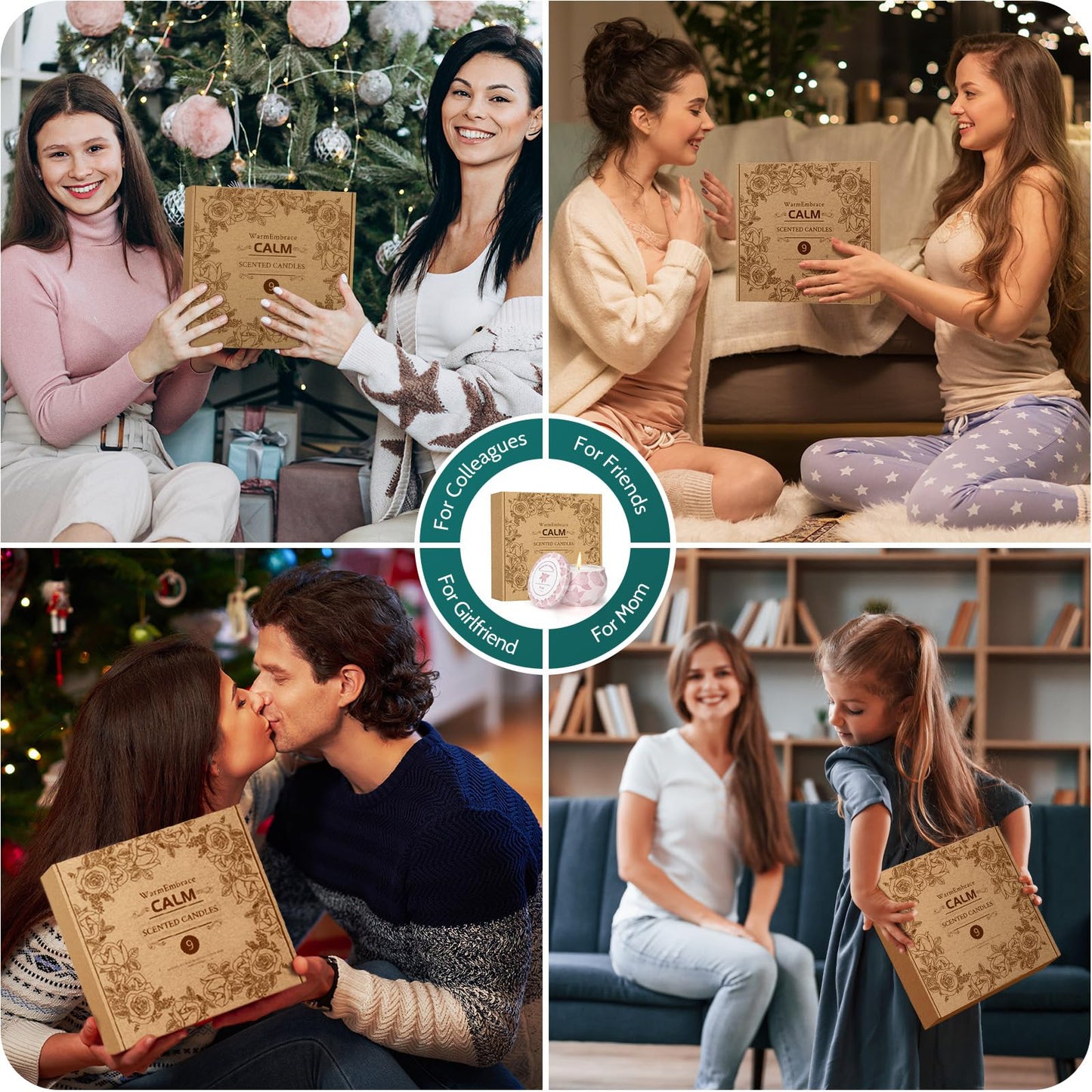 WarmEmbrace Scented Candles, Candle Set of 9, Long-Lasting Candles for Women, Candle Present Set for Birthday, Christmas, Mother’s Day