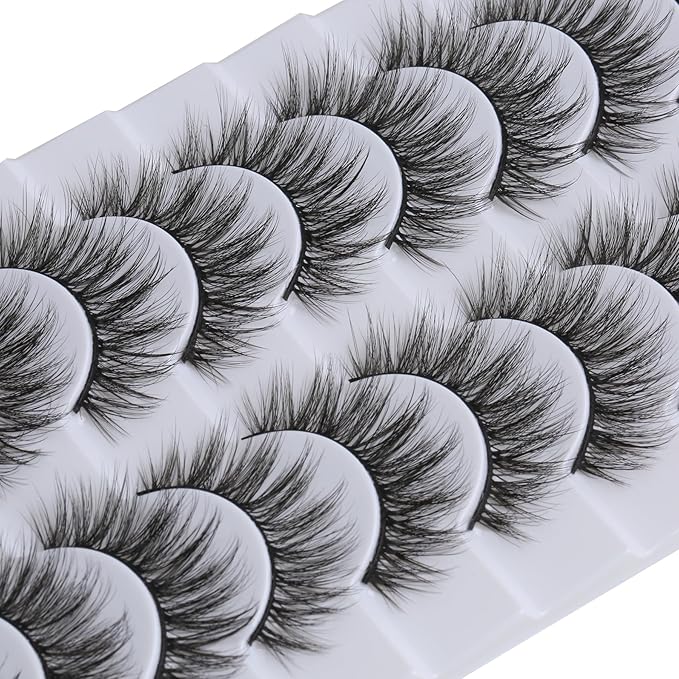 SUNWELL False Eyelashes 16mm Mink Lashes Faux Mink Lashes 8D Fluffy Strip Eye Lashes Wispy Soft Luxury Volume Fake Eyelashes 10 Pairs Pack