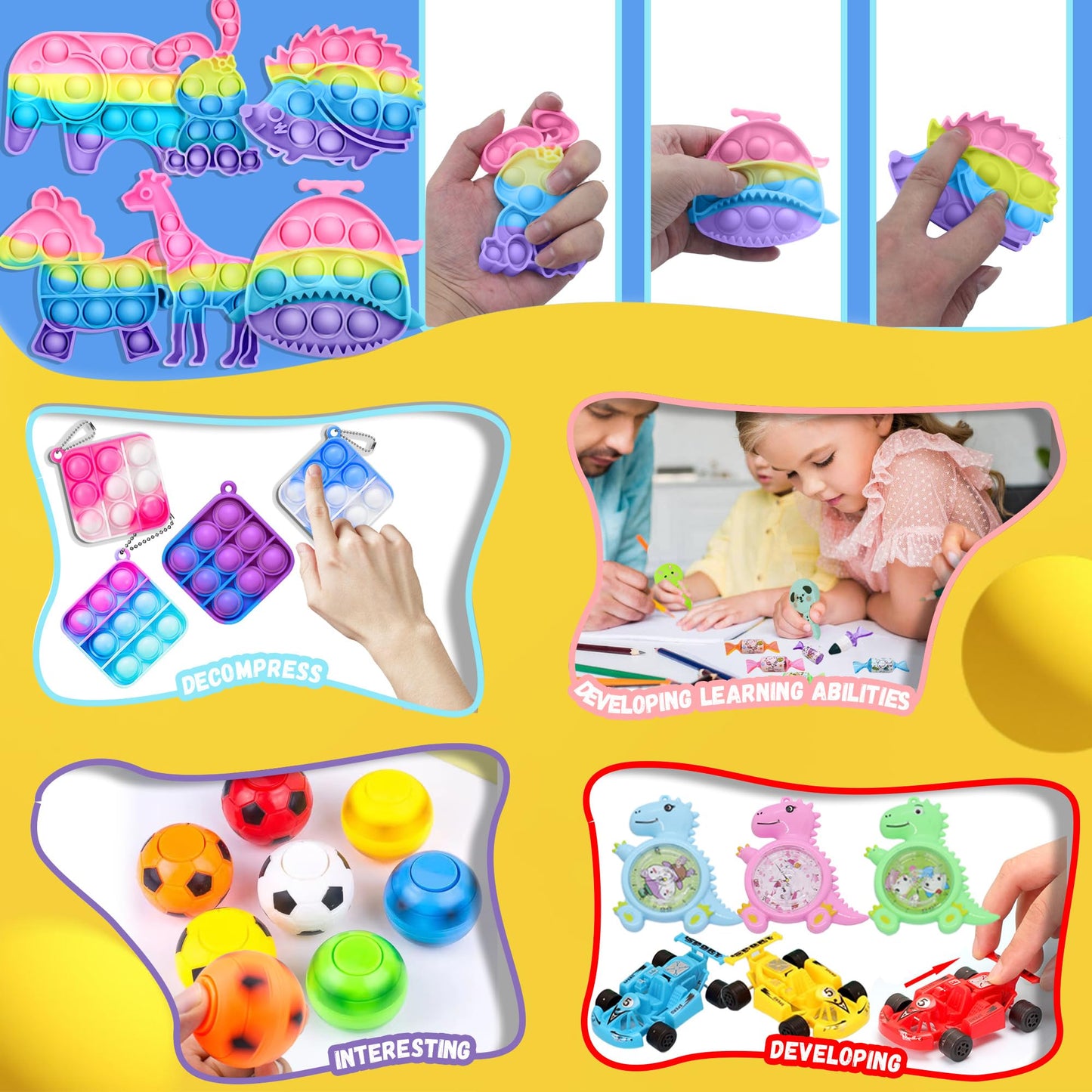 1000+ PCS Party Favors for Kids,Fidget Toys Pack,Christmas Stocking Stuffers,, Birthday Gift, Treasure Box,Goodie Bag Stuffers, Carnival Prizes, Toys Filler Sensory Toy for Classrooom