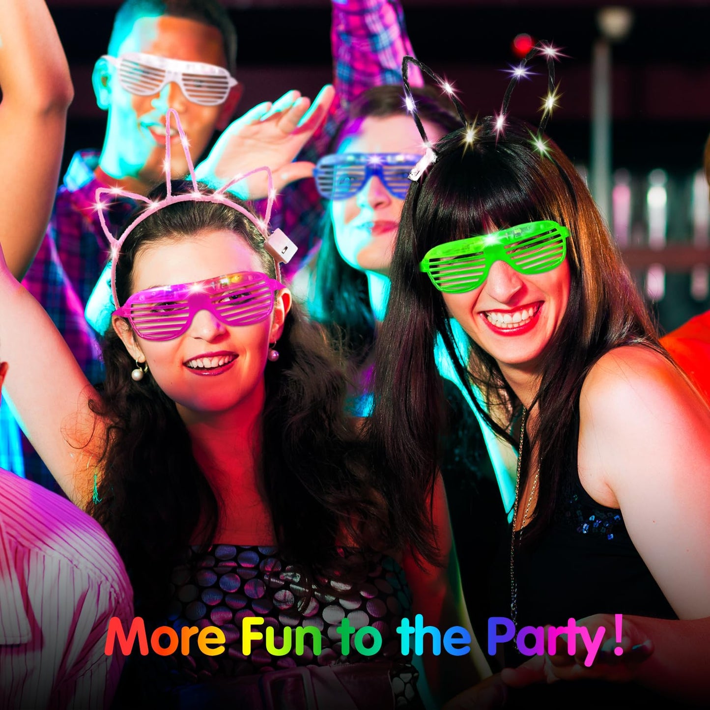 Honoson 15 Pcs LED Light up Glasses 15 Pcs Cat LED Cute Headband Cat Ears Sunglasses Glow in the Dark Party Supplies(Classic)