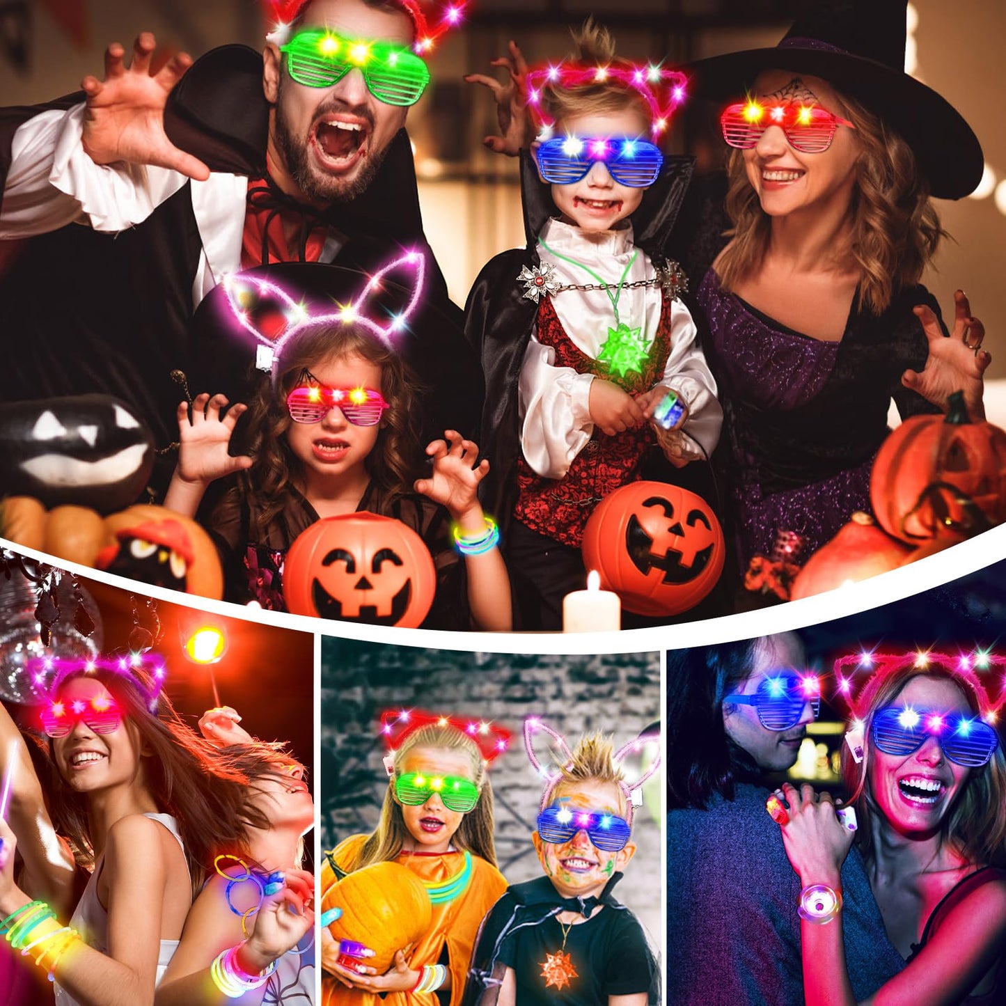 MIBOTE 269Pcs Led Light Up Toys Party Favors Glow in the Dark Party Supplies for Kid/Adults Halloween with Light Up Glasses,Rings,Fidget Spinner Bracelets,100 Glow Sticks Bulk Party Pack DIY Glow