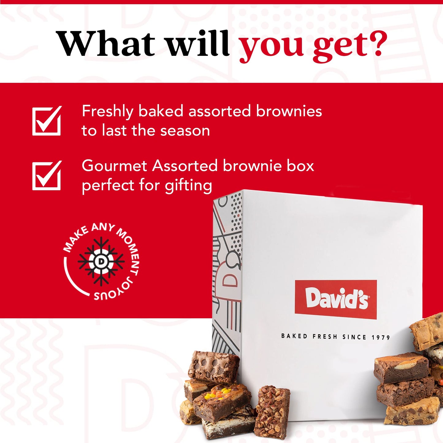 David's Cookies Assorted Brownies in Carton Box | Enjoy Our Delicious, Great for Sharing Freshly-Baked Assorted Brownie Snacks While Bonding With Friends And Family - Single Pack