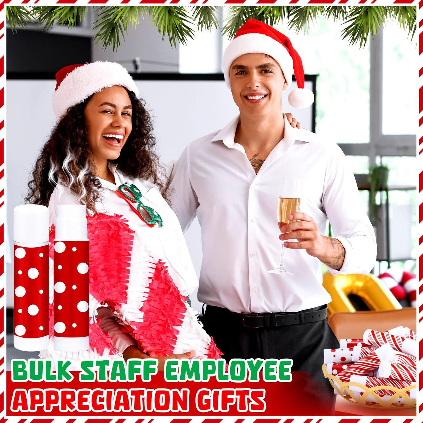 Siifert 50 Pcs Candy Christmas Lip Balms Bulk Peppermint Candy Scented Lip Balms Holiday Flavor Christmas Party Gifts Stocking Stuffers Bulk for Women Men Staff Employee Coworkers Teacher Volunteer