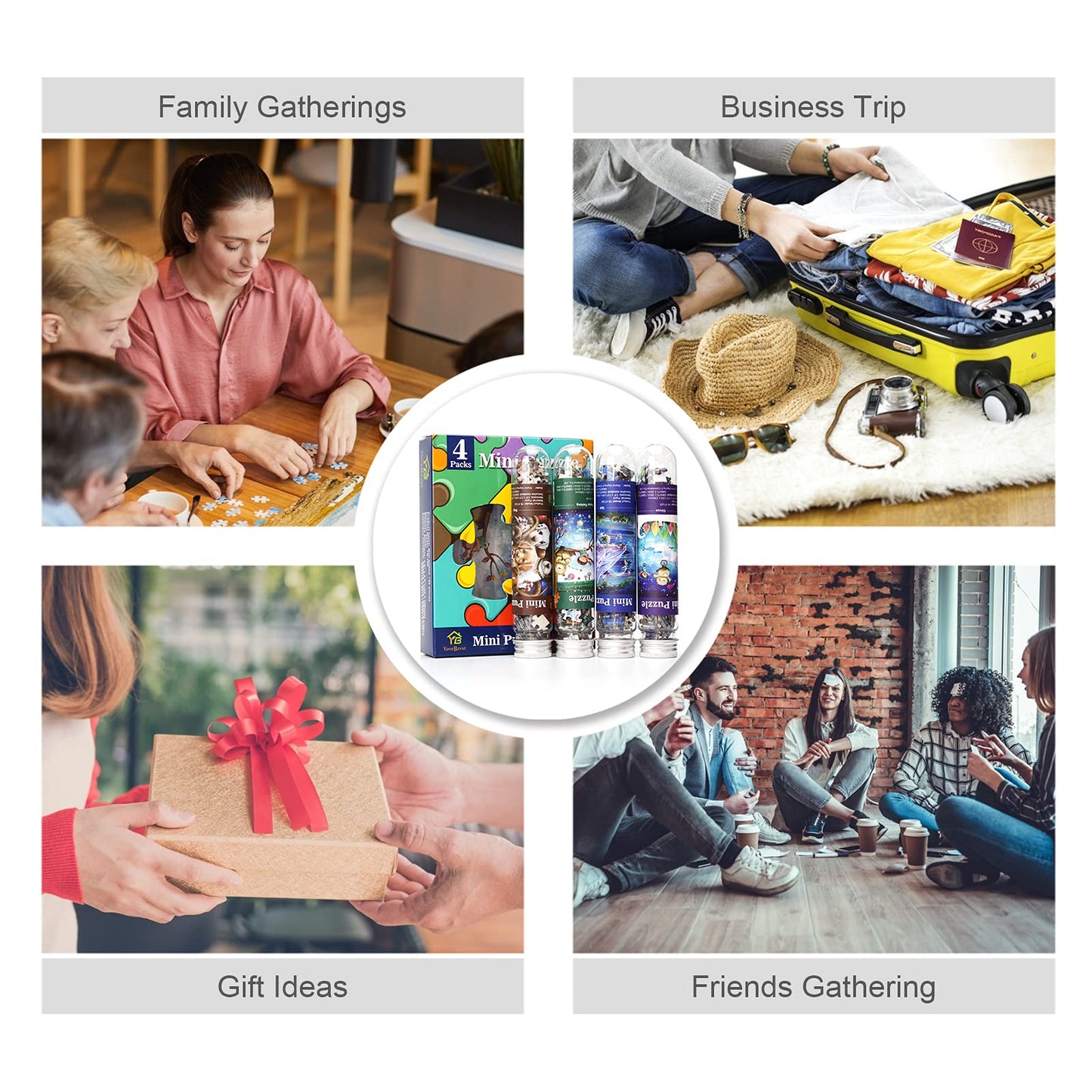 Mini Jigsaw Puzzles for Adults 150 Pieces(4 Packs) Small Jigsaw Puzzle Challenging Micro Puzzle Difficult Tiny Puzzle Home Decor Entertainment 6x4in (4 Pack-4)