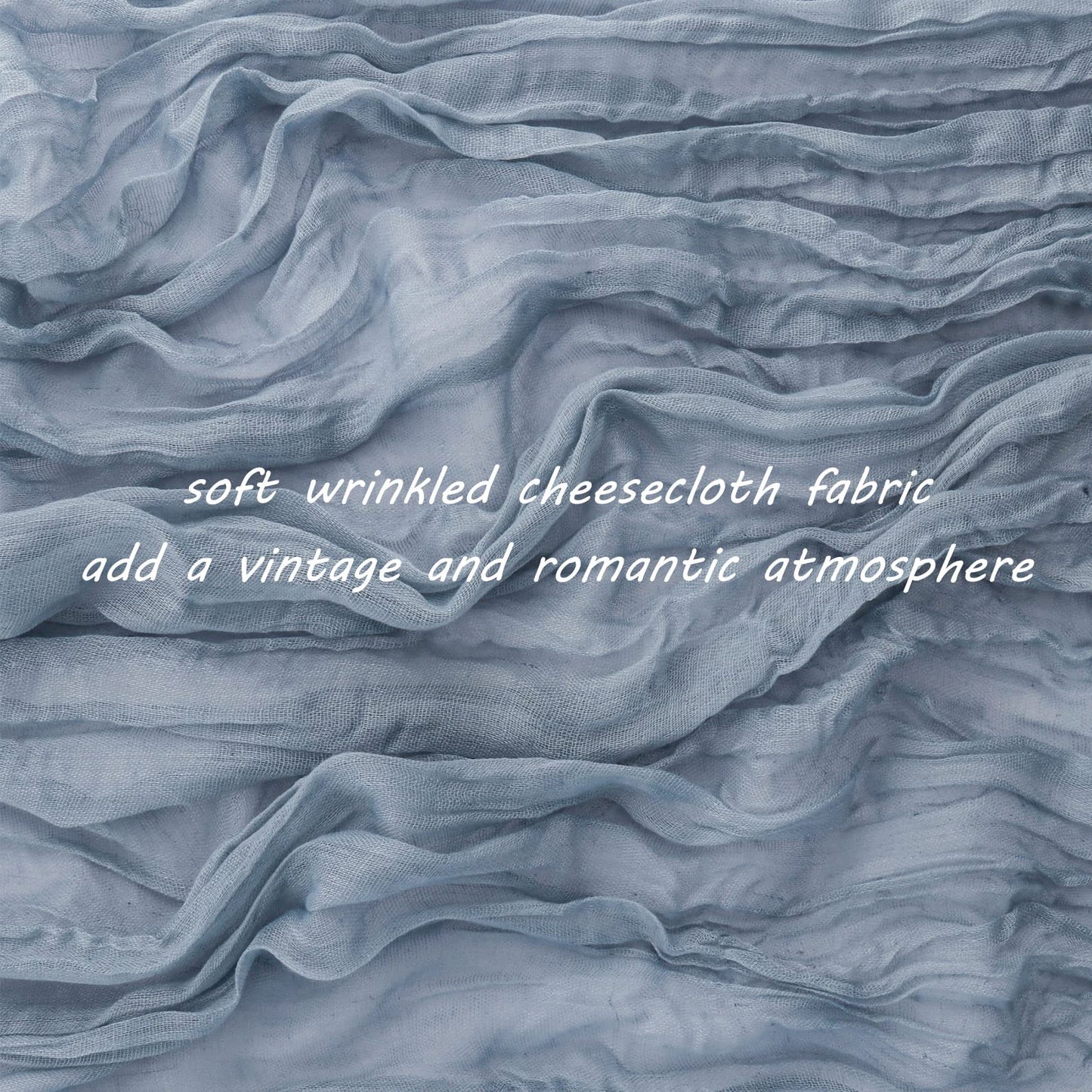 12 Pack 10Ft Cheesecloth Table Runner 35x120 Inch Boho Gauze Table Runner Rustic Cheese Cloth Long Table Runner Romantic Table Runner for Wedding Bridal Shower Birthday Party Table Decor (Dusty Blue)