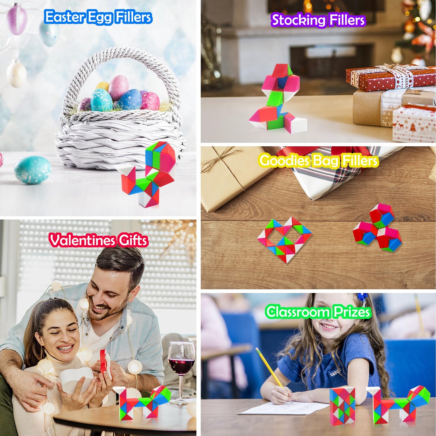 Aubrogo Party Favors -30Pcs Fidgets Snake Cube Puzzles Toy for Goodie Bags, Boys Stocking Stuffers, Bulk Fidgets Toy Treasure Box Classroom Prize Birthday Back to School Students Gifts