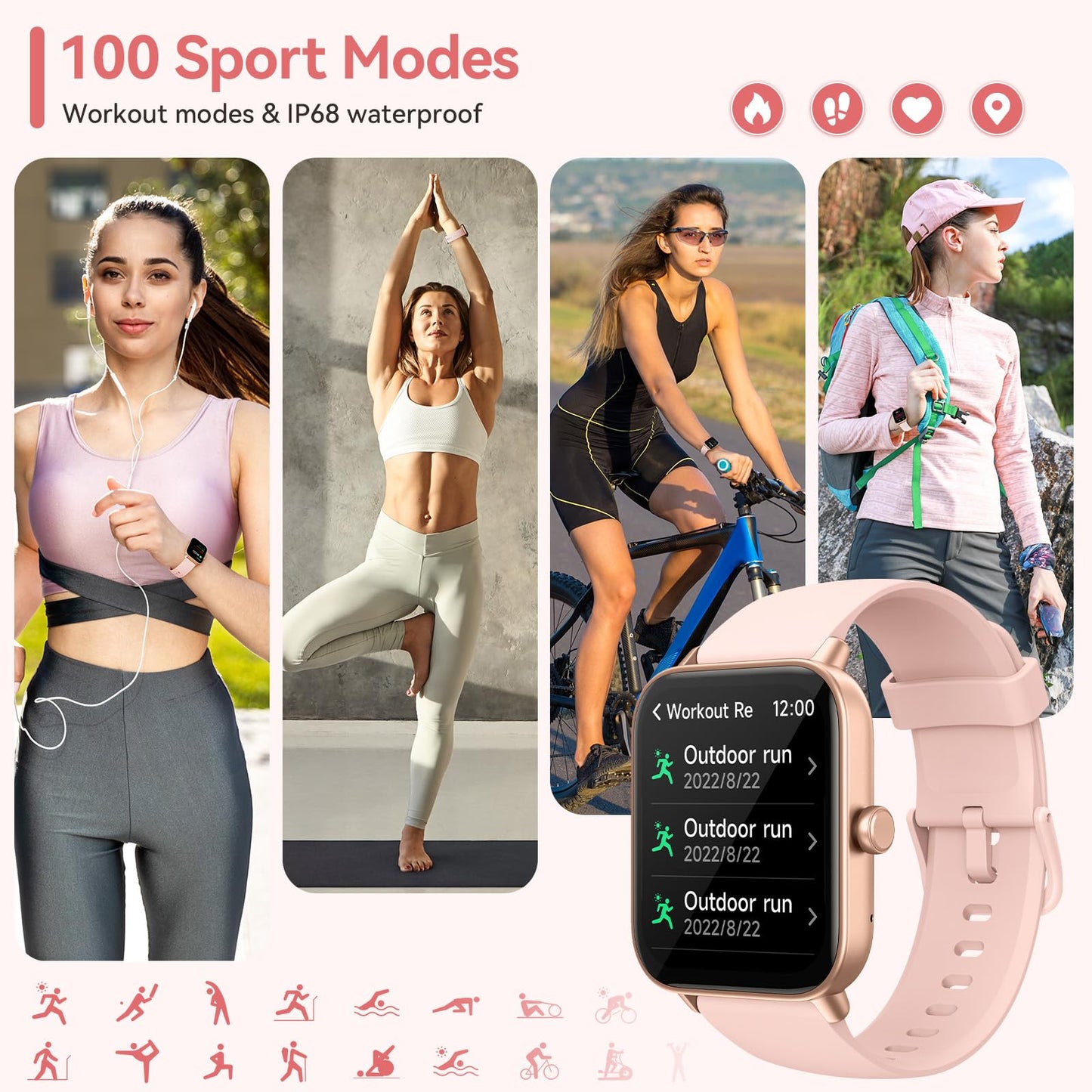 Smart Watches for Women, 1.8" HD Smart Watch (Answer/Make Call) for iPhone/Android, Alexa Bulit-in, Fitness Watch with Sleep/Health Monitor, Watches for Women with 110 Sport Mode, IP68 Waterproof ﻿