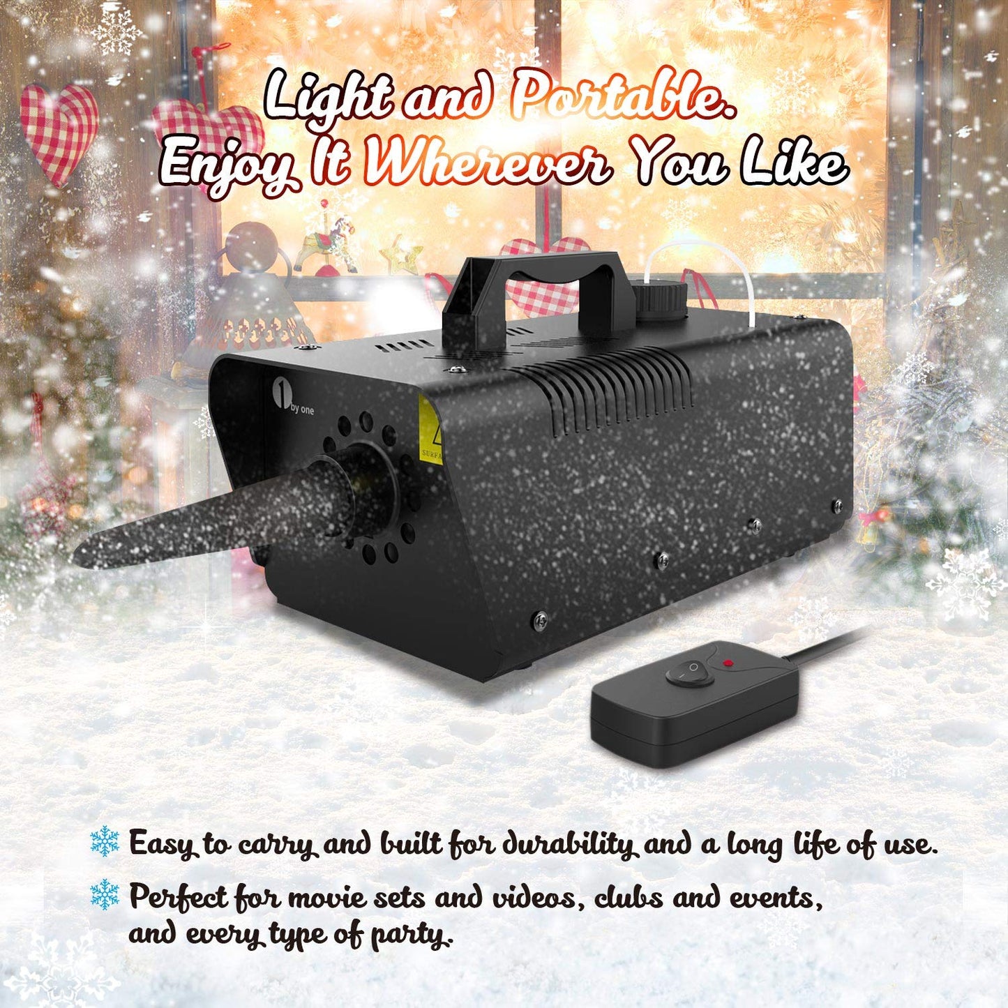 1byone 650W Snow Machine Wired Remote Control Great Machine for Kids, Parties, Parades