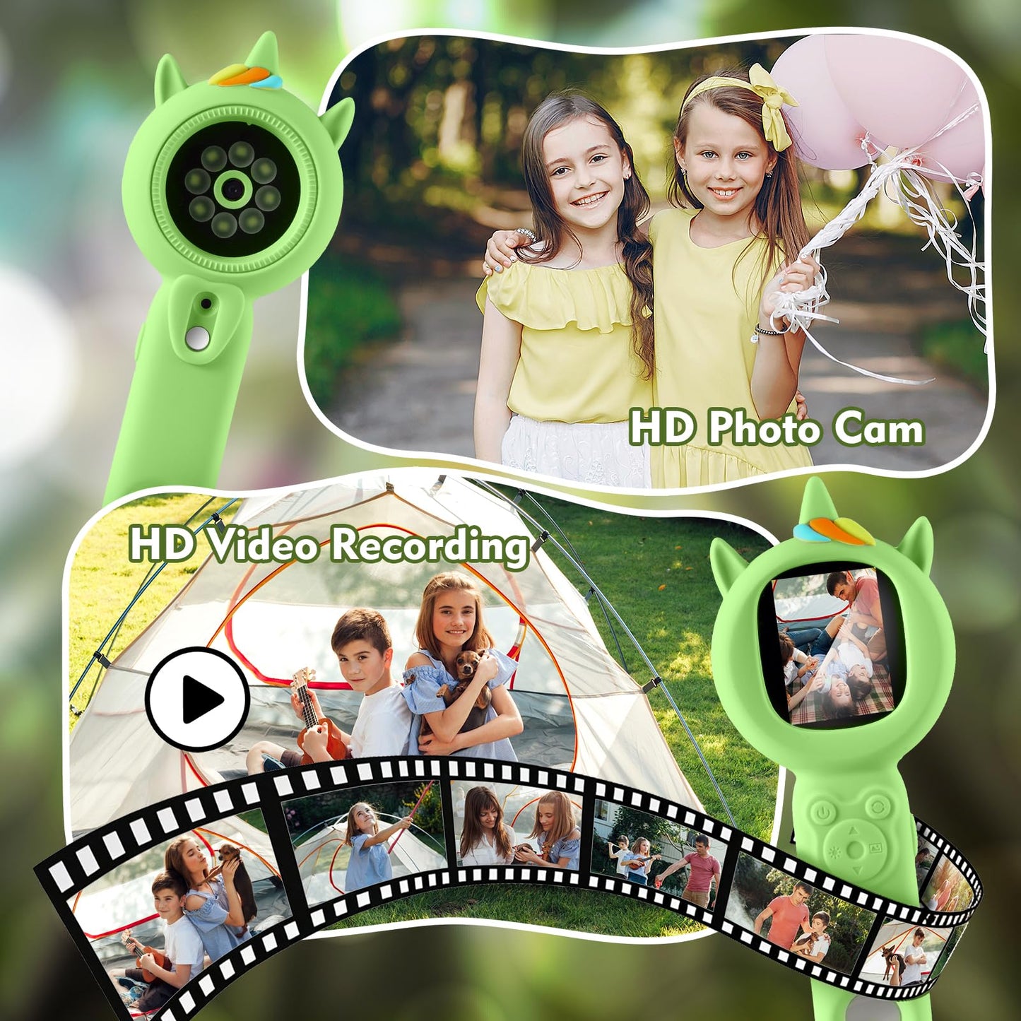 Kids Microscope- 500x Magnification,16X Zoom,Handheld Microscope for Kids with HD Cam,Portable Science Learning Tool,Christmas Birthday Gifts for Boys Girls Aged 3-12,32GB SD Card Include（Green）