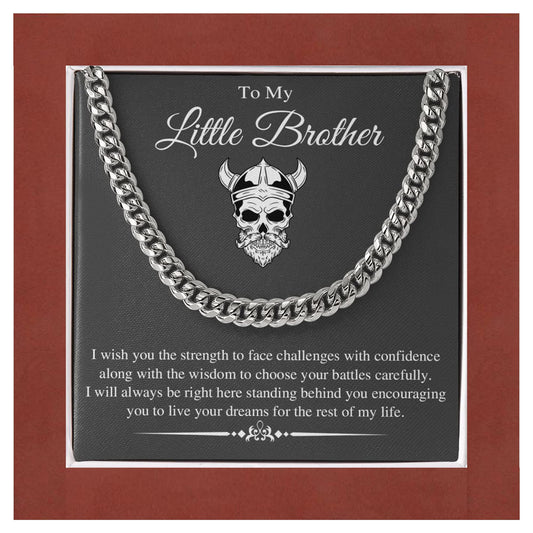 VIRAGIL Gifts To My Little Brother I Will Always Be Right Here Link Chain Necklace Gift From Sister Gift From Big Brother Christmas, Birthday Gift Stainless Steel Cuban/Luxury Led Box