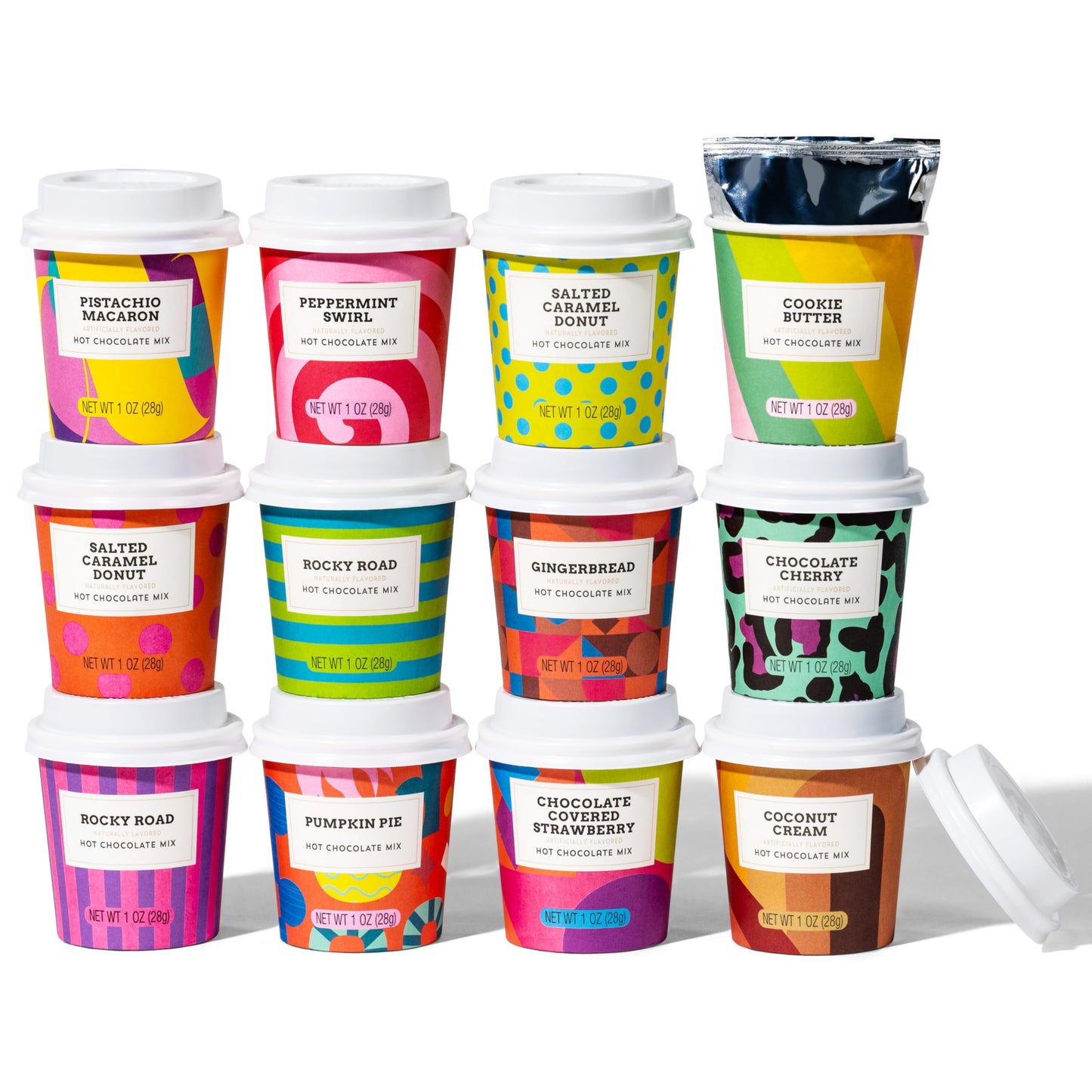 BomBombs, Hot Chocolate Mix Gift Set with Mini Cup Packaging, Dessert Flavors Include Rocky Road, Cookies Butter, Pumpkin Pie & More, Set of 12