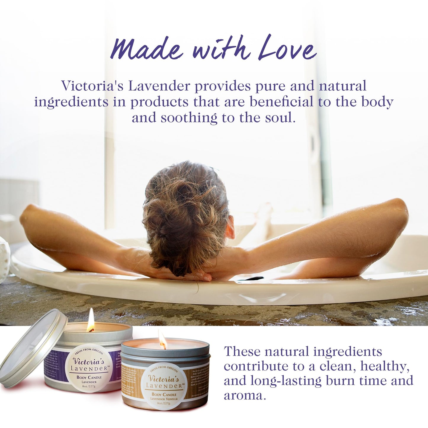 Lavender Massage Oil Candle Wax - Aromatherapy Candle That Turns Into Rub Oil, Ideal Relaxation, Meditation, & Spa Massage, Made in The USA, Travel Size Body Candle by Victoria's Lavender - (8 Oz)