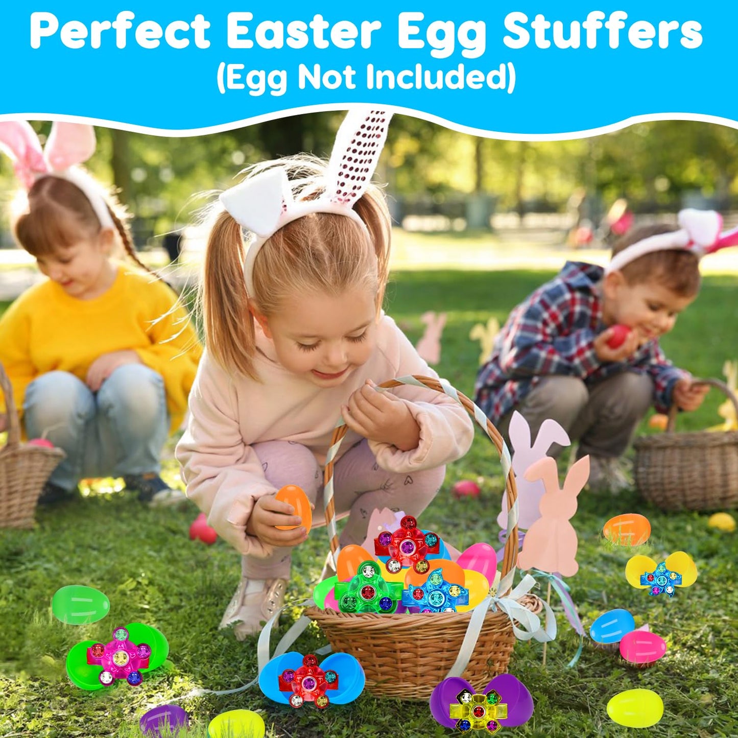 24PCS LED Light Up Fidget Spinner Bracelets Glow Party Favors Bulk for Kids 4-8 8-12 Halloween Goodie Treat Bag Stuffers Classroom Treasure Box Toys Carnival Prizes Pinata Filler Birthday Return Gifts