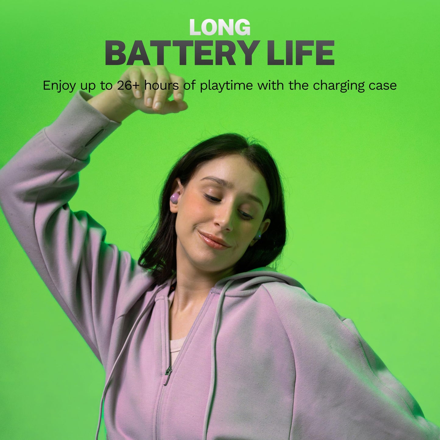 JLab Go Air Pop+ True Wireless Earbuds, in Ear Headphones, Bluetooth Earphones, 35H Playtime Ear Buds, Bluetooth Earbuds with Microphone, USB-C Charging Case, Dual Connect, EQ3 Sound, Mauve