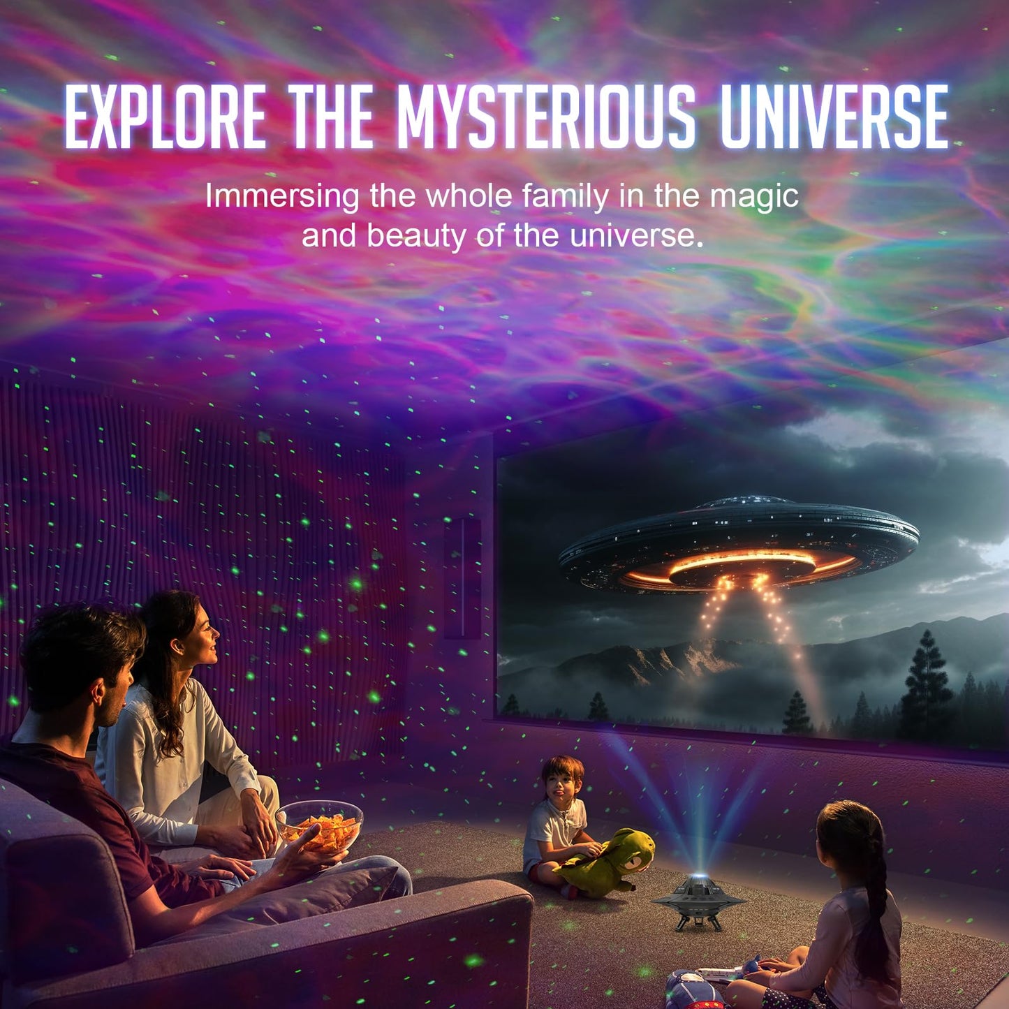 UFO Galaxy Projector, LED Lights for Bedroom, Star Projector, Night Light for Kids and Adults, Starry Nebula Ceiling LED Lamp, Room Decor Aesthetic, Gifts for Christmas, Birthdays, Valentine's Day