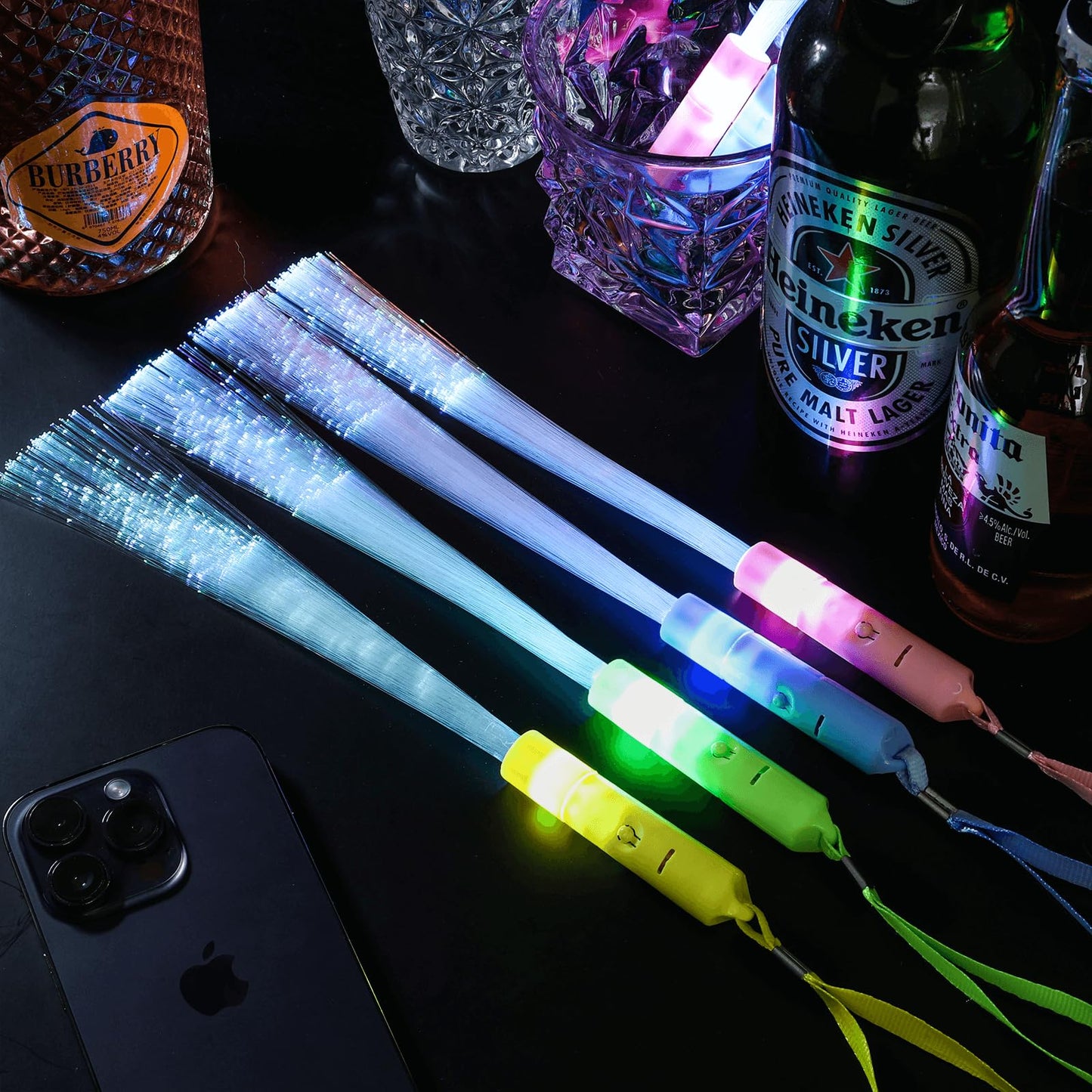 28 Pcs Sparkler Firework Sticks Glow Fiber Optic Wands, LED Flashing Sticks Light Up Toy for Adults Kids, Glow in The Dark Party Supplies Favor Bulk Magic Rave Decoration for Wedding Christmas Easter