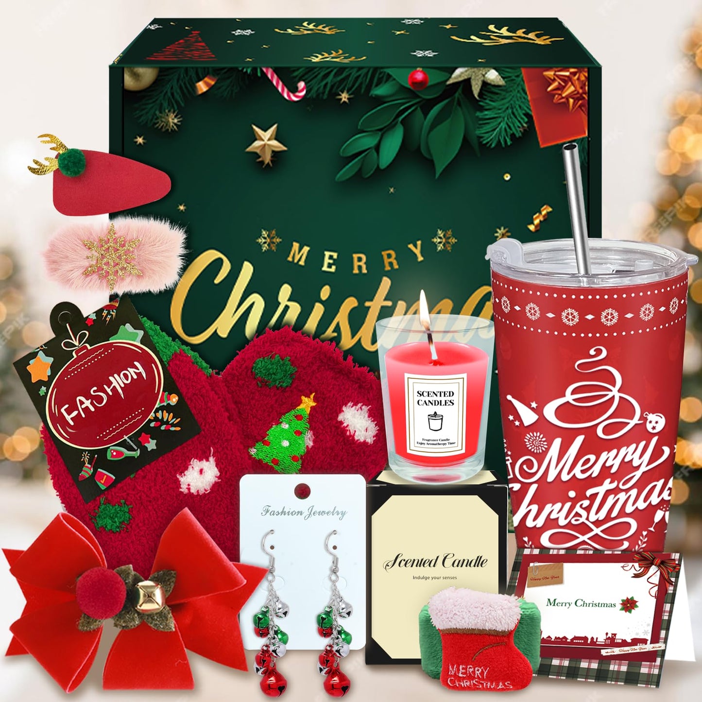 Christmas Gifts for Women, 2024 Unique Christmas Gifts, Xmas Gift Baskets with 20 Oz Tumblers, Candle, Ideas Xmas Gift for Mom, Teachers, Sister, Friends, Coworker, Girlfriend, Wife