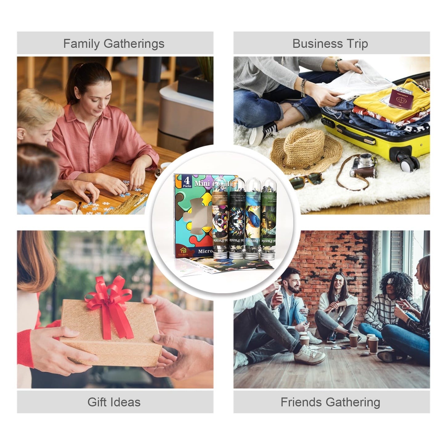 Mini Jigsaw Puzzles for Adults 150 Pieces (4 Packs) Small Jigsaw Puzzle Challenging Micro Puzzle Difficult Tiny Puzzle Home Decor Entertainment 6x4in