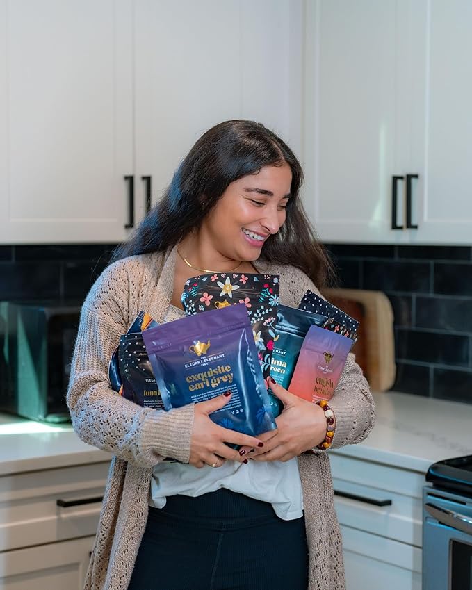 Earl Grey Tea, Organic Loose Leaf Black Tea – Classic Bergamot & Citrus Flavor – Boost Clarity & Wellness – Drink Hot or Iced – 4 oz Resealable Bag (Makes 50 Cups) – The Elegant Elephant