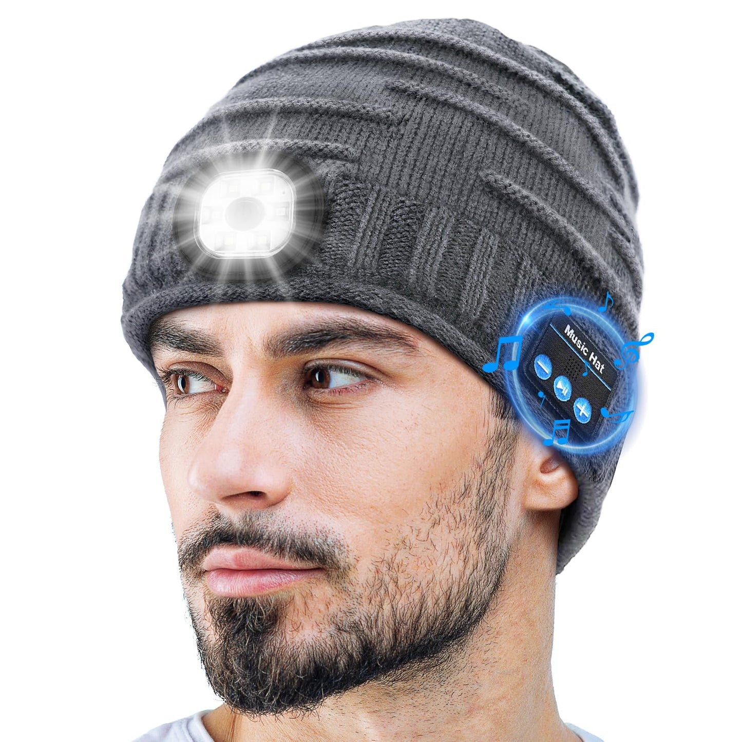 ZOOI Stocking Stuffers for Adults Men Gifts for Mens Bluetooth Beanie for Men, Mens Gifts for Christmas Him Dad Cool Gadgets Grey