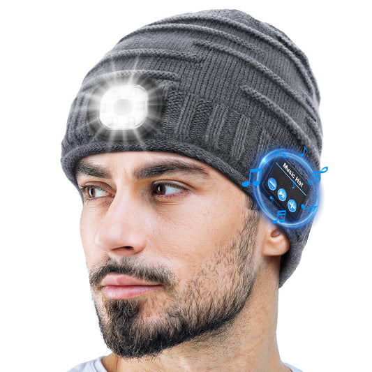 ZOOI Stocking Stuffers for Adults Men Gifts for Mens Bluetooth Beanie for Men, Mens Gifts for Christmas Him Dad Cool Gadgets Grey