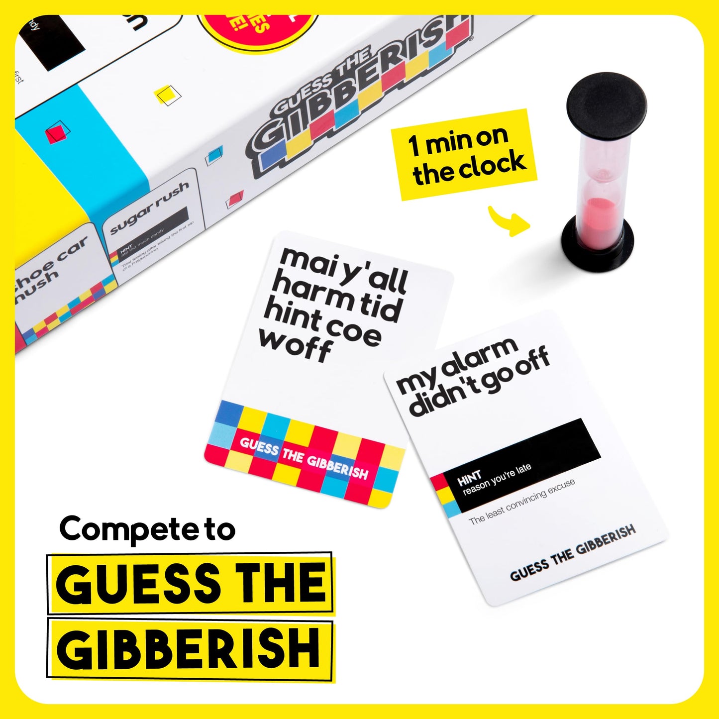 Guess The Gibberish Card Game for Families by Relatable, From The Creators of Incohereant, Fun Kids Games for Kids 12+, Game Night With Friends, Includes 400 Cards, Instructions, and 1 Sand Timer