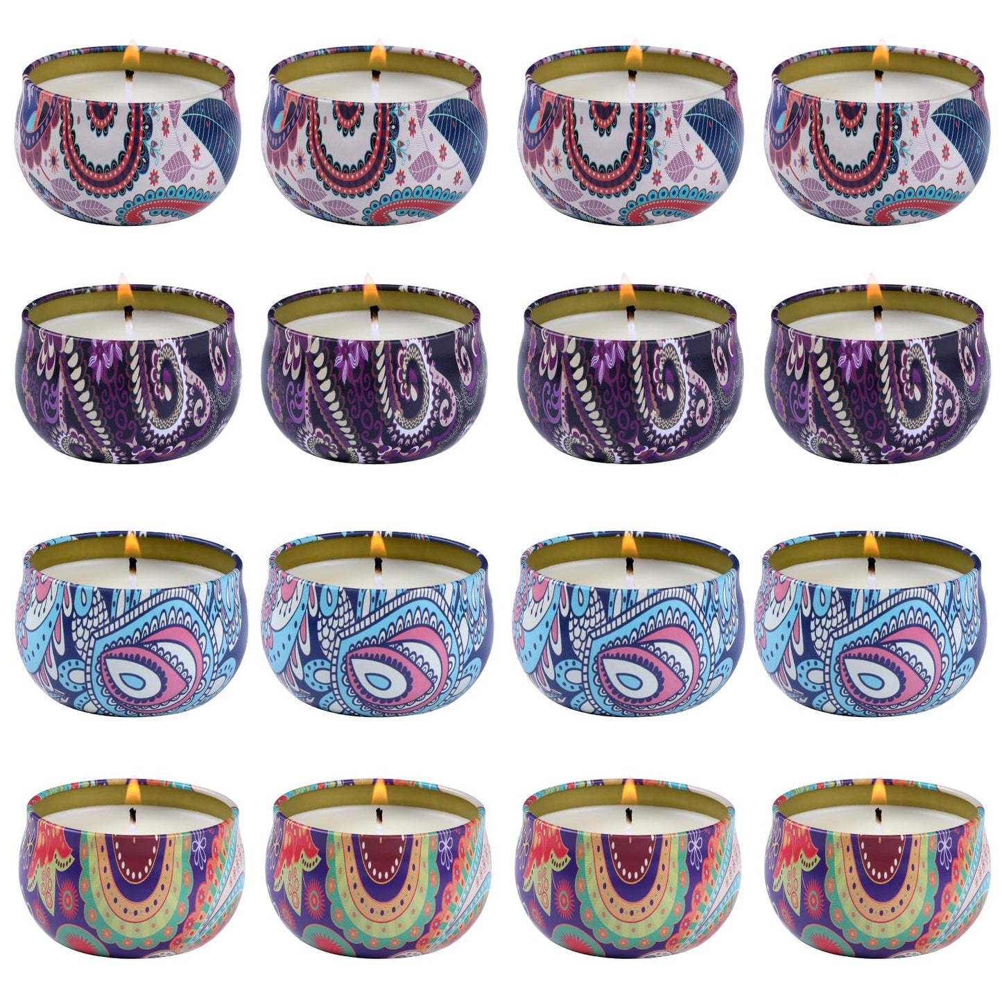 kedtui Scented Candles Gift Set, 16 Pack Aromatherapy Candle, Natural Soy Wax Travel Tin Candles for Home Scented, Ideal for Christmas, Birthday, Thanksgiving, Valentines Day Gifts