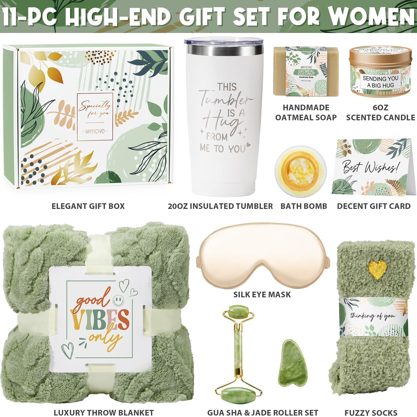 Self Care Gifts for Women Get Well Soon Gifts Basket, Birthday Gifts for Women Care Package Relaxing Spa Gifts Thinking of You Gifts w/ Blanket, Unique Mothers Day Gifts for Mom Her Friend Sister Wife