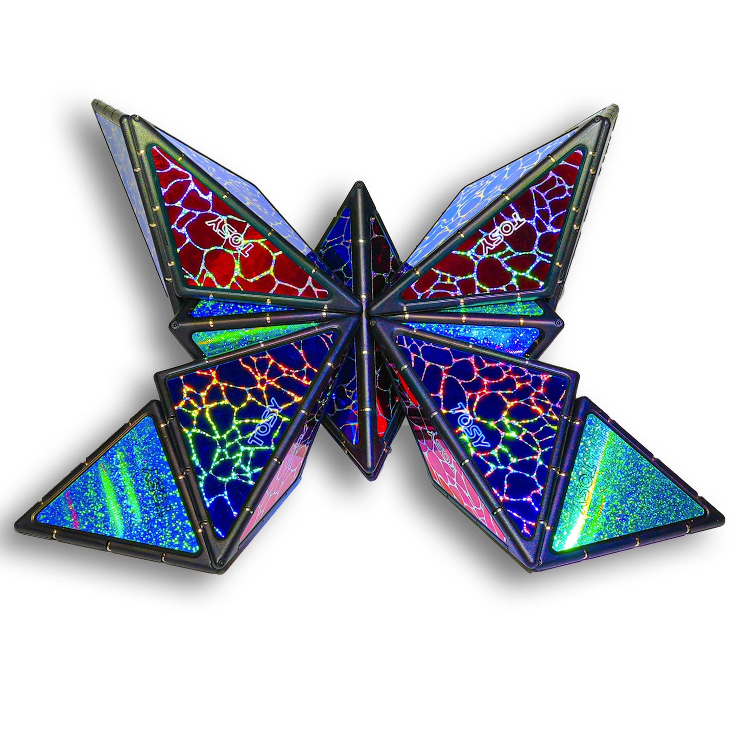 TOSY Magnet Pyramid Stone - 1 Cube Transforms into 1 Billion Shapes, 14 pcs (12 Puzzle pcs and 2 Accessories), 243 Rare Earth Magnets, Holographic Design Magnet Tiles Creative Puzzle STEM/STEAM Toy