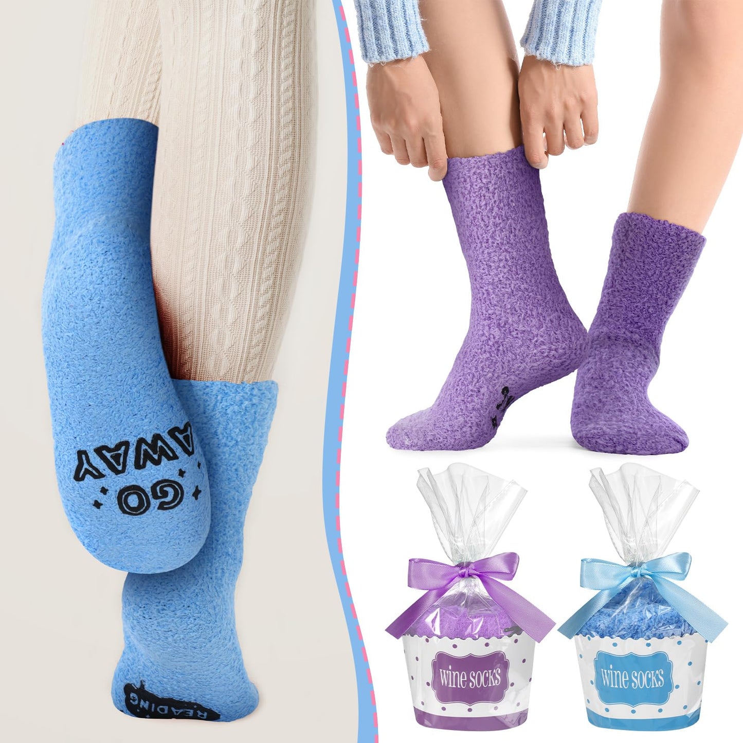 Geyoga Dog Mom Fuzzy Socks Christmas Funny Gifts Socks Stocking Stuffers for Book Dog Bake Lover