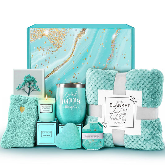 Birthday Gifts for Women, Get Well Soon Gifts Self Care Gifts, Gardenia Spa Gift Basket Care Package with Blanket, Christmas Valentines Mothers Day Gifts for Mom Wife Girlfriend Best Friend Her