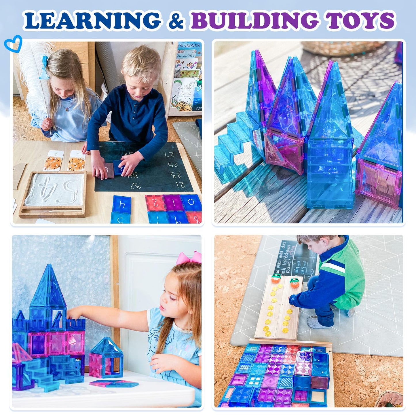 Diamond Magnetic Building Blocks - Princess Toys for 3-8 Year Old Girls & Boys - 3 4 5 6 Year Old Girl Birthday Xmas Present Preschool K12 Classroom Decor Classroom Must Haves School Supplies