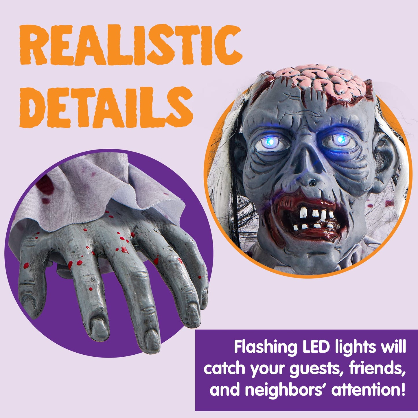 JOYIN Halloween Decoration Outdoor Zombie Groundbreaker, Halloween Groundbreaker with Light-Up Eyes and Creepy Sound, Scary Zombie Prop for Graveyard Haunted House Lawn Yard Outside Decor
