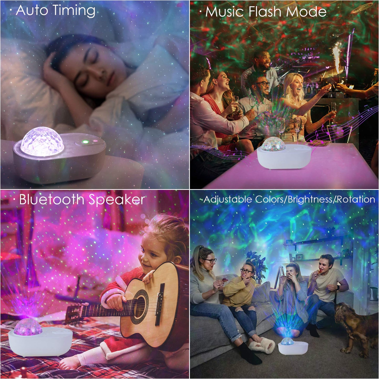 Galaxy Star Night Light Projector LED Ocean Wave Bluetooth Music Speaker with Remote Control for Bedroom, Home, Room Decor