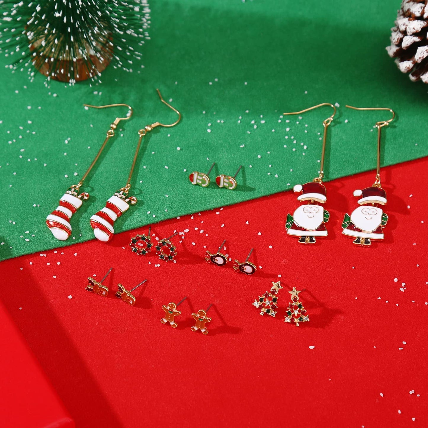 Christmas Drop Dangle Earrings Sets Long Jingle Bell Earrings For Women Xmas Jewelry Christmas Snowman Santa Claus Christmas Tree Penguin Earrings