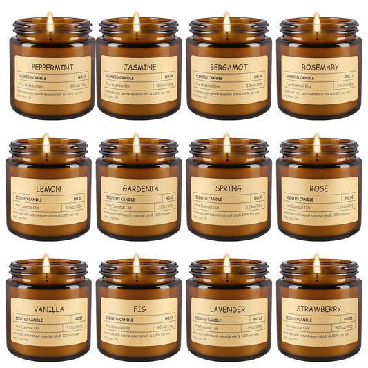 12Pack Scented Candle Set - Aromatherapy Candle Gift Set – Long Lasting Jar Candles for Men| Women, Ideal for Birthdays, Mother's Day Thanksgiving Gifts