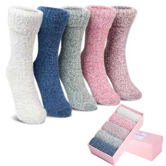 5 Pairs Fuzzy Soft Cozy Comfortable Socks for Women, Casual Sleep Comfy Socks, Perfect Warm Winter Gifts for Women
