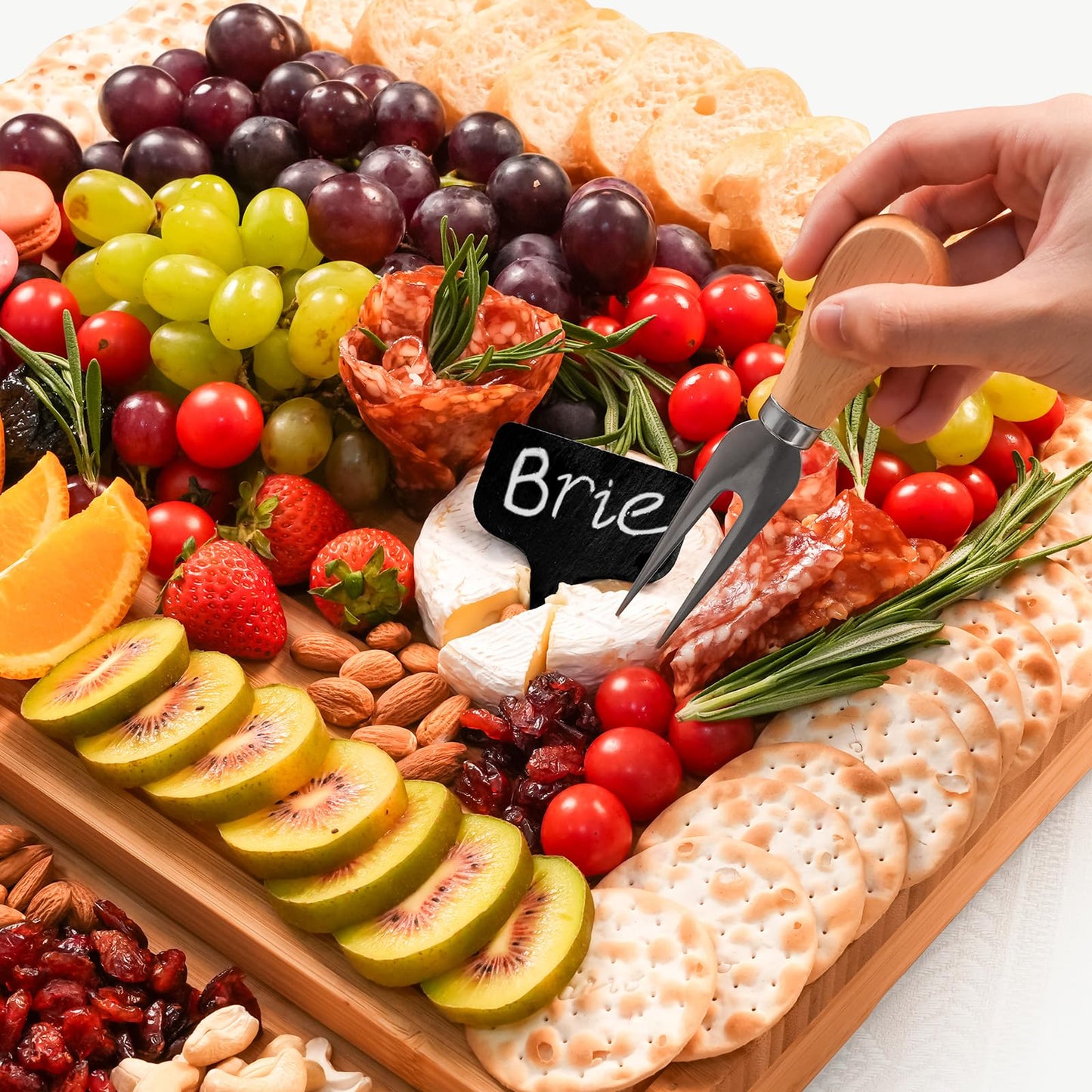 Extra Large 33.7x15.7 inch Charcuterie Boards Gift Set, 100% Bamboo Cheese Board and Knife Set, Cool Meat Cheese Platter Tray, House Warming Gifts New Home, Ideas for Women Mom