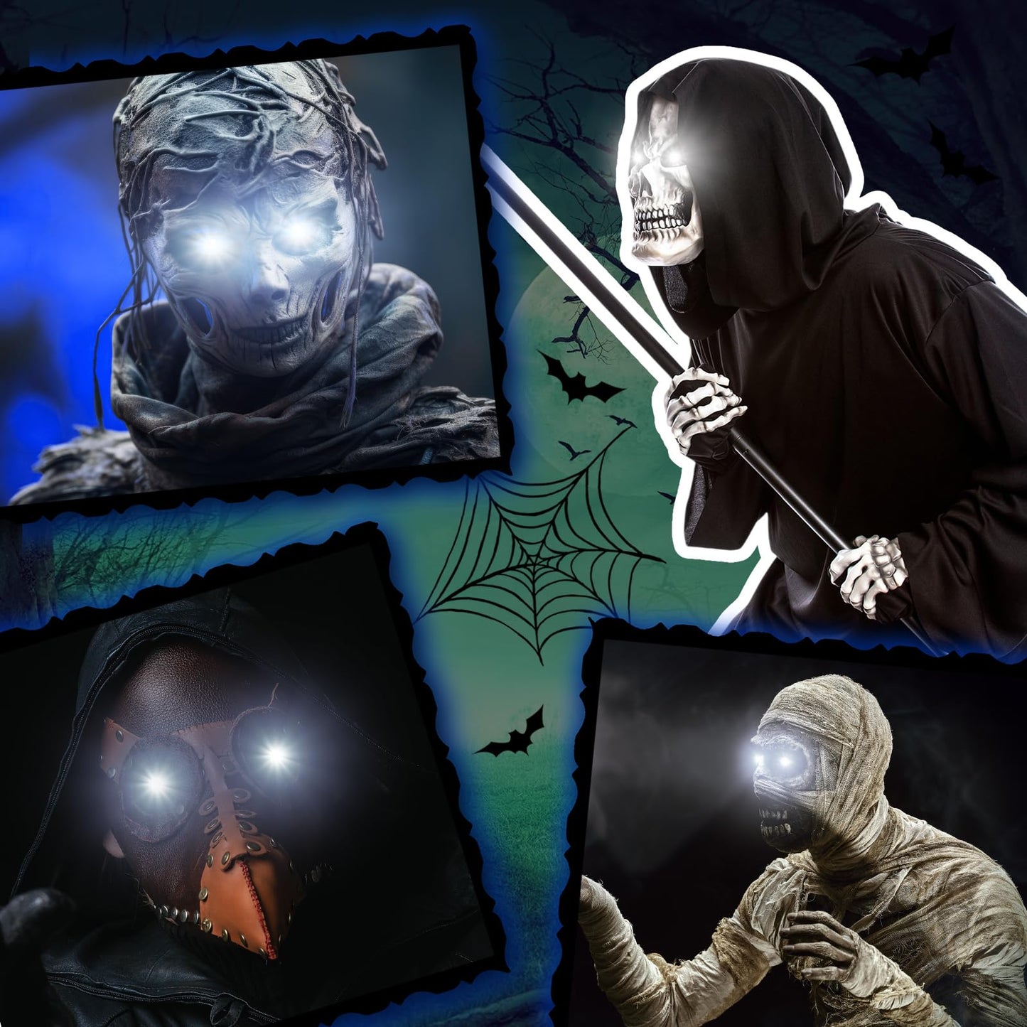 Retisee 8 Pcs Flexible Helmet LED Lights Halloween LED Eyes for Mask Skull White Interior Lights Decorations for Cosplay DIY Mask Eyes with Switch On/off for Halloween Men Gifts