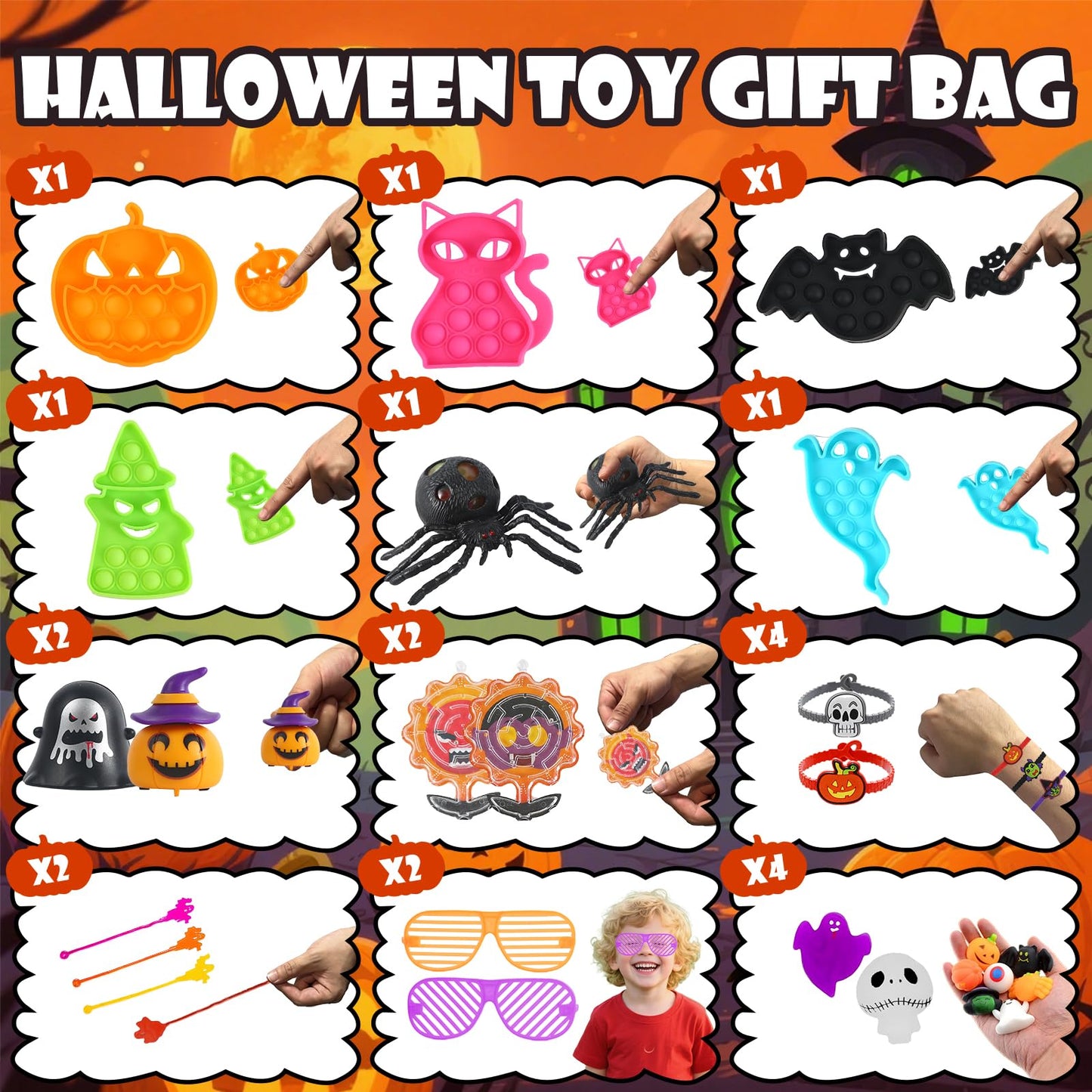 600Pcs Halloween Party Favors for Kids, Halloween Toys Bulk Fidgets for Party Supplies, Halloween Treats Non Candy, Goodie Bag Stuffers, School Gifts Classroom Carnival Prizes, Treasure Box Toy Chest