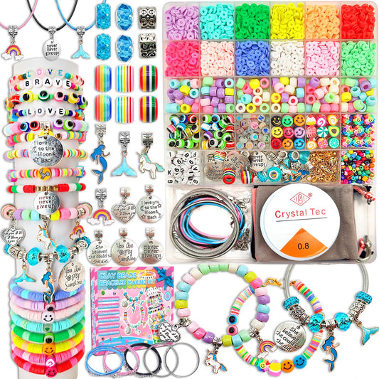 leitait Girls Toys Bracelet Making Kit -3400pcs Charm Jewelry Making Kit Supplies,Unicorn/Mermaid Crafts Birthday Christmas Gifts for Girls Ages 5 6 7 8 9 10 11 12 Years Old