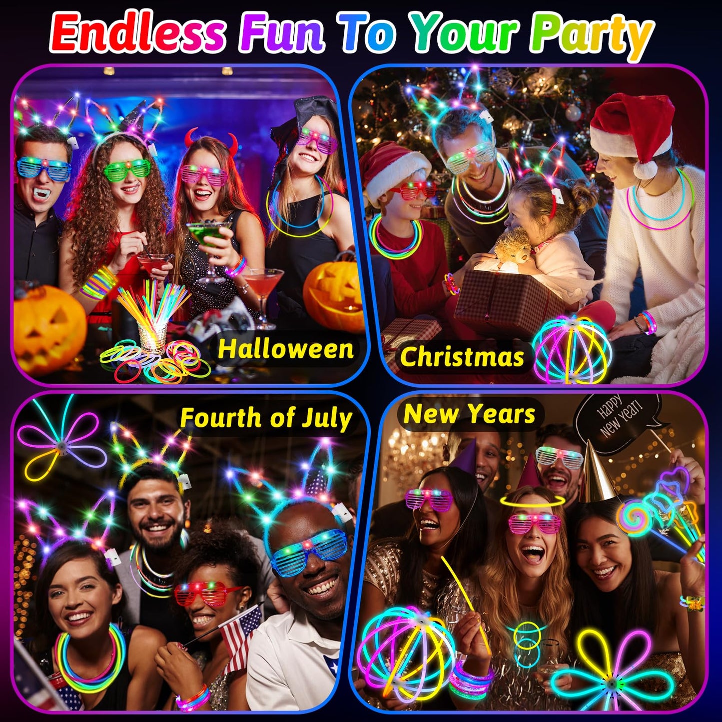 156PCS Glow in The Dark Party Supplies for Kids Adults, Light Up Halloween Party Favor for Kids 4-8 8-12, 100 Glow Sticks Bulk Party Pack DIY Necklaces Rings, LED Glasses Bracelets Neon Party Supplies