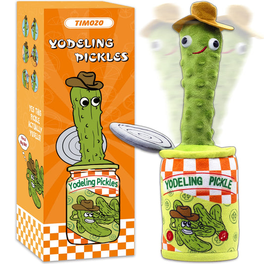 Yodeling Pickle, Talking Yodeling Toy Repeats What You Say, Singing Pickle Plush Toys - Rechargeable Twisted Mimicking Toy Singing Dance, Funny Prank Novelty Gag Gifts for Adults & Kids