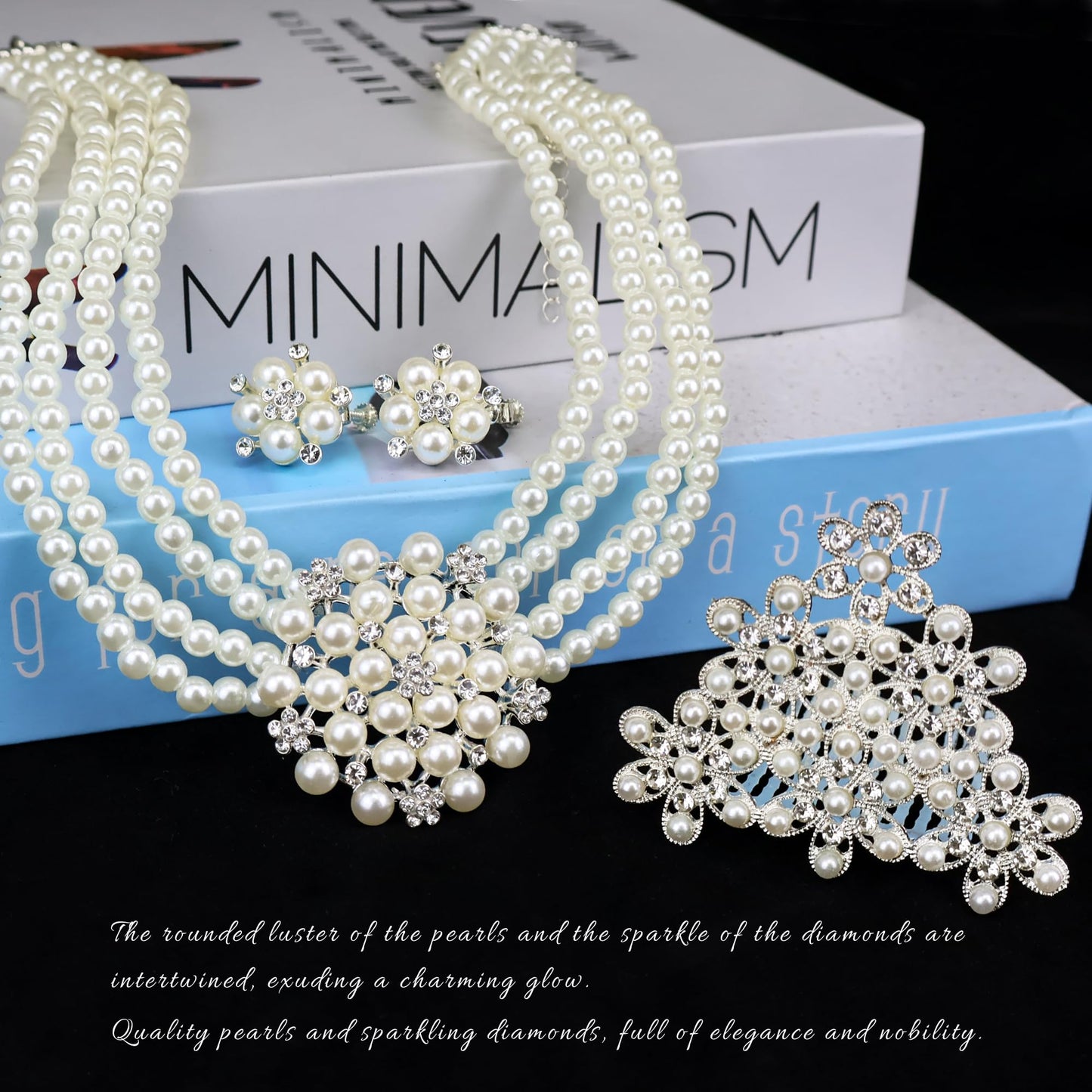 Horolam 6PCS 1920s Accessories, Holly Golightly Costume 20s Accessories Pearl Necklace Earrings Gloves Sunglasses for Women