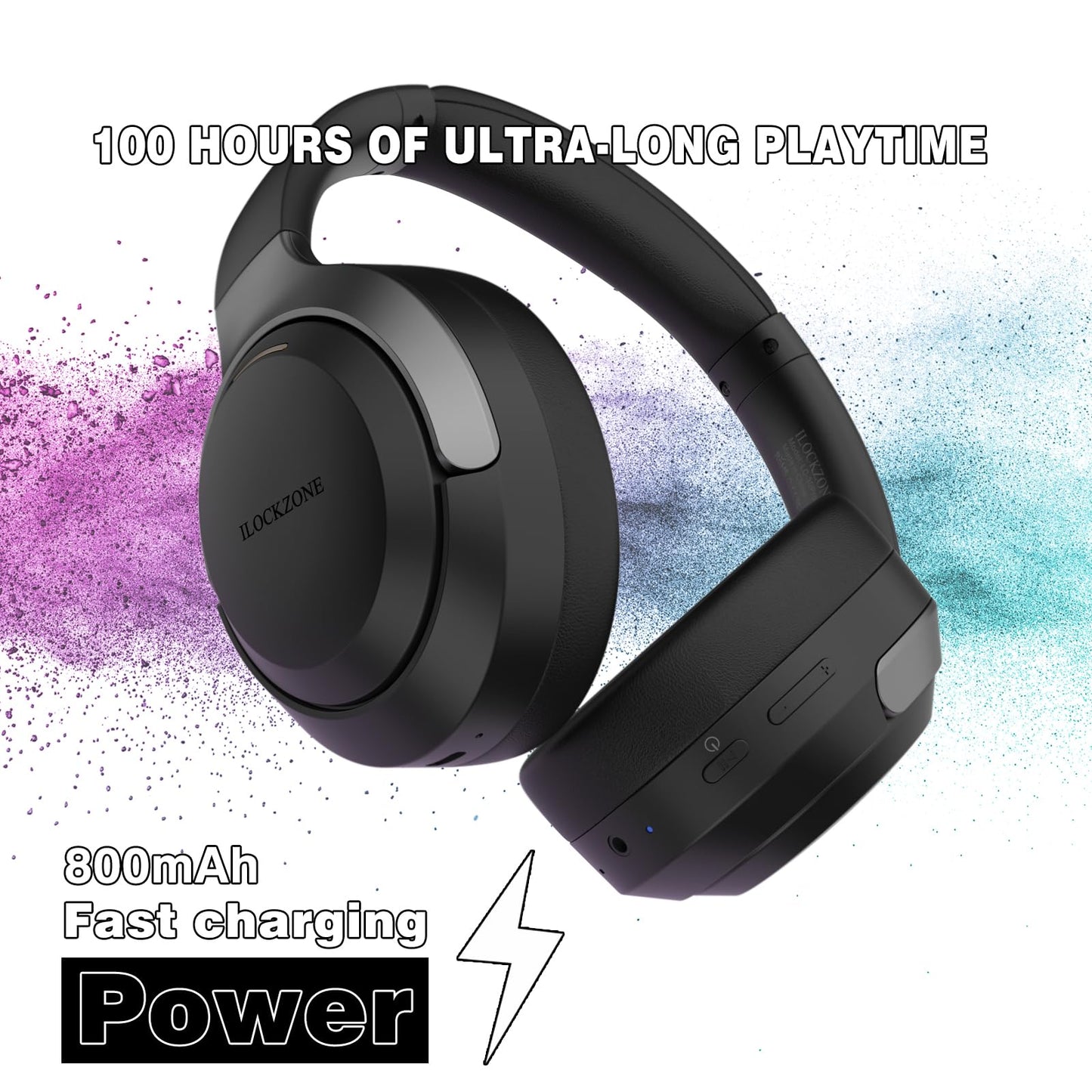 ILOCKZONE LC30Pro Hybrid Active Noise Cancelling Headphones, 100H Playtime Bluetooth Headphones, HiFi Audio Wireless Headphone with 3 EQ Modes, Low Latency & Foldable Design for School/Work/Travel/TV