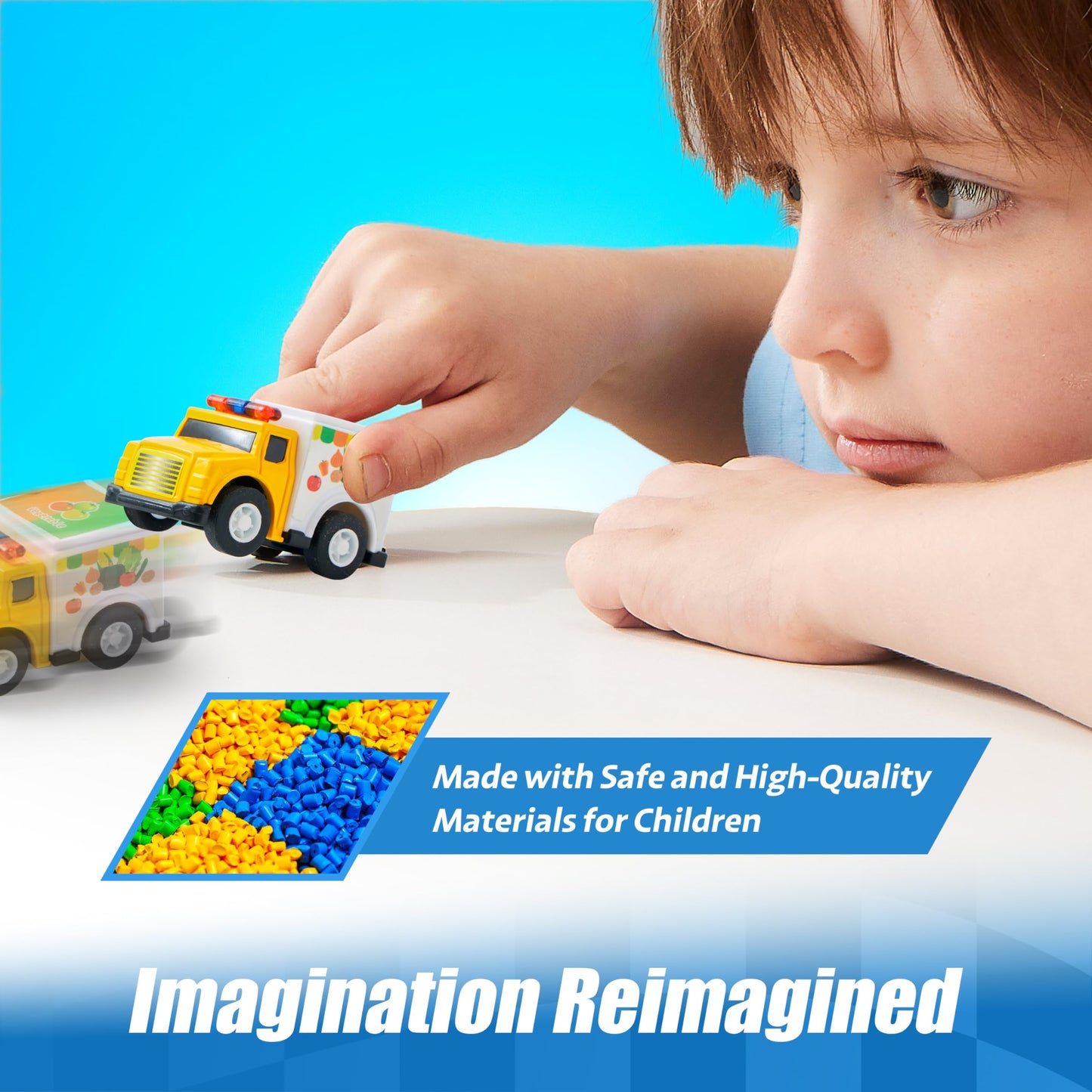 JOYIN 18 Pcs Pull Back City Cars and Trucks Toy Vehicles Set, Friction Powered Cars Toys for Toddlers, Boys, Girls’ Educational Play, Kids Stocking Stuffers, Treasure Box Gifts for Classroom